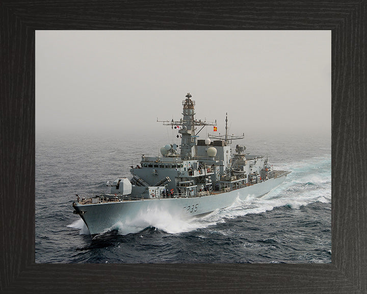 HMS Monmouth (F235) Photo Print - Port Bow View - Royal Navy Type 23 Frigate Hampshire Prints 10 x 8 Black Frame No