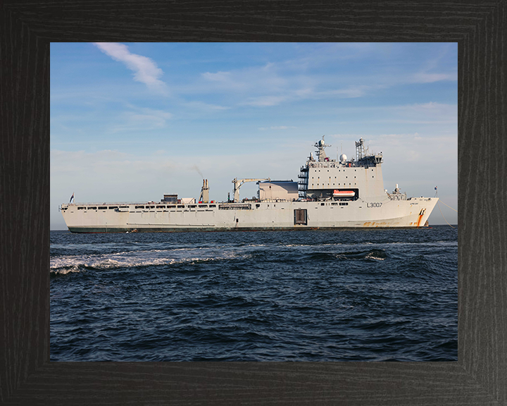 RFA Lyme Bay (L3007) Photo Print - Starboard Beam 2025 - Royal Fleet Auxiliary Bay Class Ship Hampshire Prints 10 x 8 Black Frame No