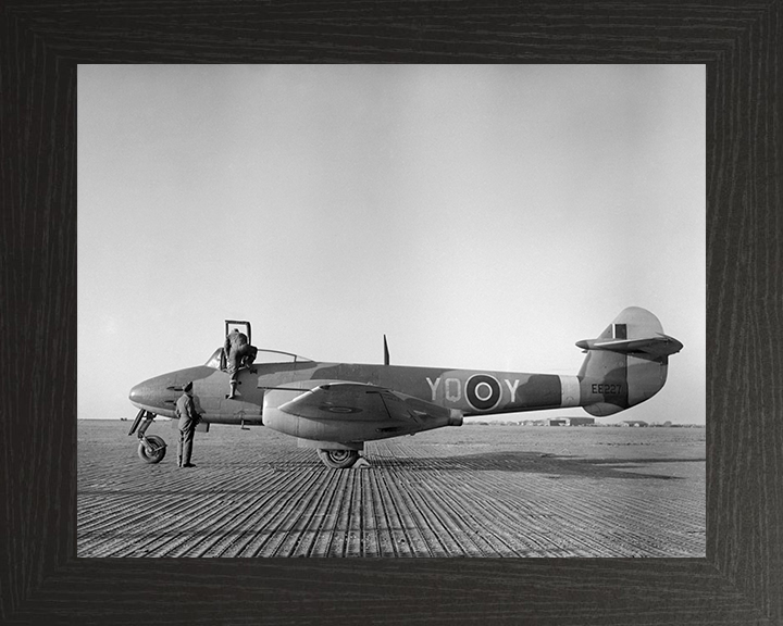 RAF Gloster Meteor Mark I on the ground Photo Print - Royal Air Force Aircraft Hampshire Prints 10 x 8 Black Frame No