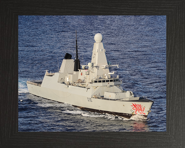 HMS Dragon (D35) Royal Navy Type 45 Destroyer Underway High Starboard View Photo Print Wall Art Decor Posters, Prints, & Visual Artwork Hampshire Prints 10 x 8 Black Frame No
