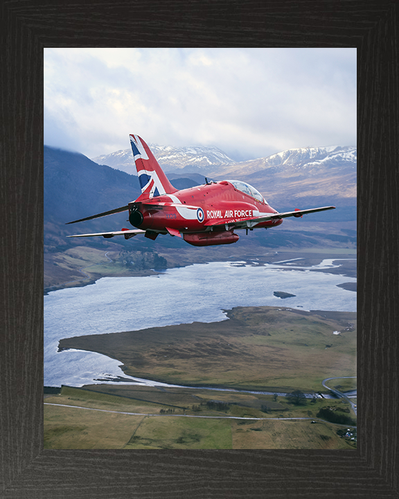 RAF Red Arrows Hawk Jet over Lossiemouth 2024 Photo Print - Royal Air Force Aircraft Posters, Prints, & Visual Artwork Hampshire Prints 10 x 8 Black Frame No