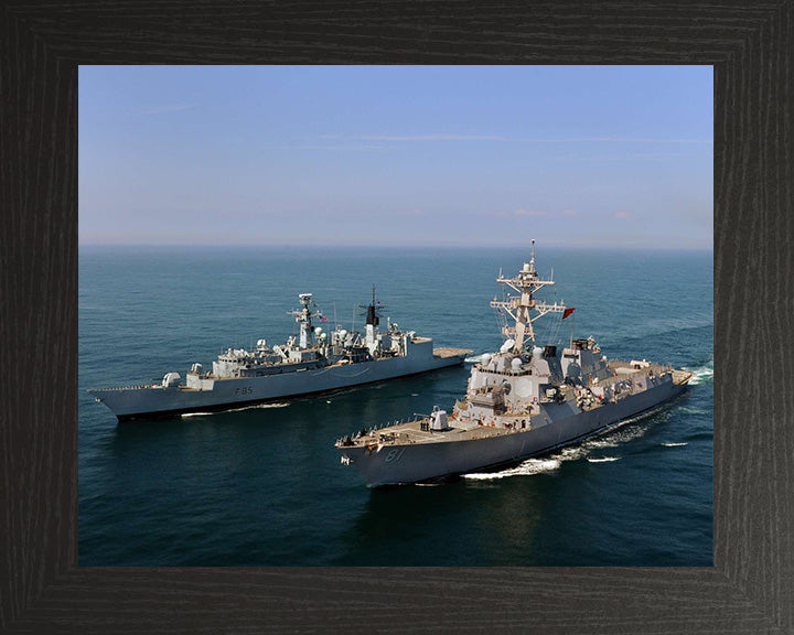 HMS Cumberland (F85) Photo Print - Alongside USS Winston S. Churchill - - Royal Navy Type 22 Frigate Hampshire Prints 10 x 8 Black Frame No