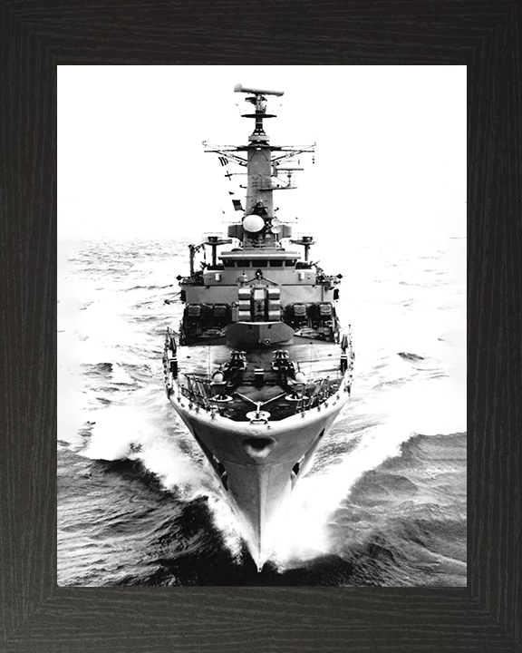 HMS Scylla (F71) Photo Print - Bow View at Sea - Royal Navy Leander Class Frigate Posters, Prints, & Visual Artwork Hampshire Prints 10 x 8 Black Frame No