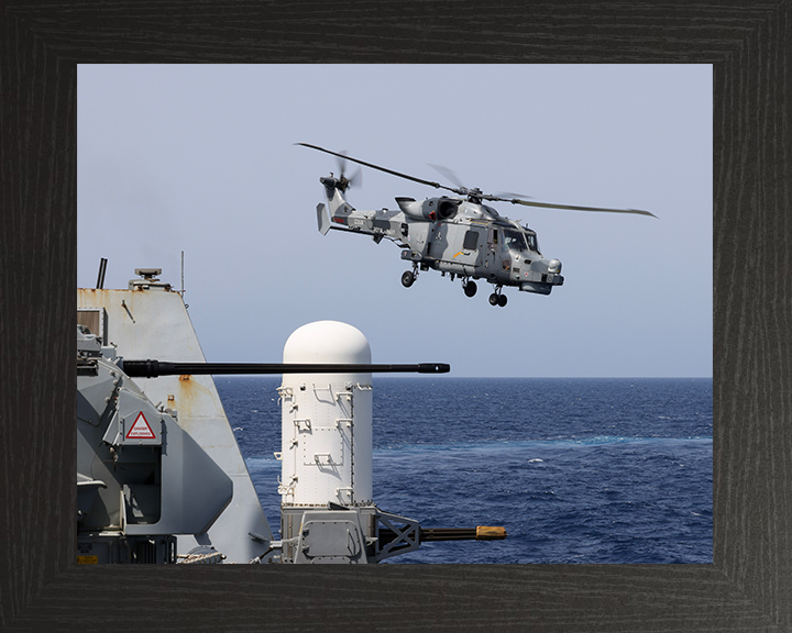 Wildcat Helicopter With Phalanx Weapon System Photo Print - Royal Navy Aircraft Hampshire Prints 10 x 8 Black Frame No
