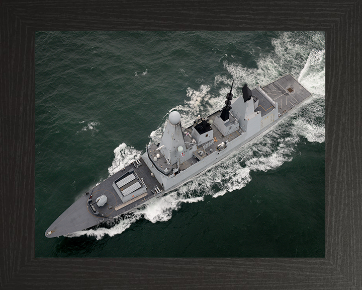 HMS Daring (D32) Photo Print - From Above 2014 - Royal Navy Type 45 Destroyer Posters, Prints, & Visual Artwork Hampshire Prints 10 x 8 Black Frame No