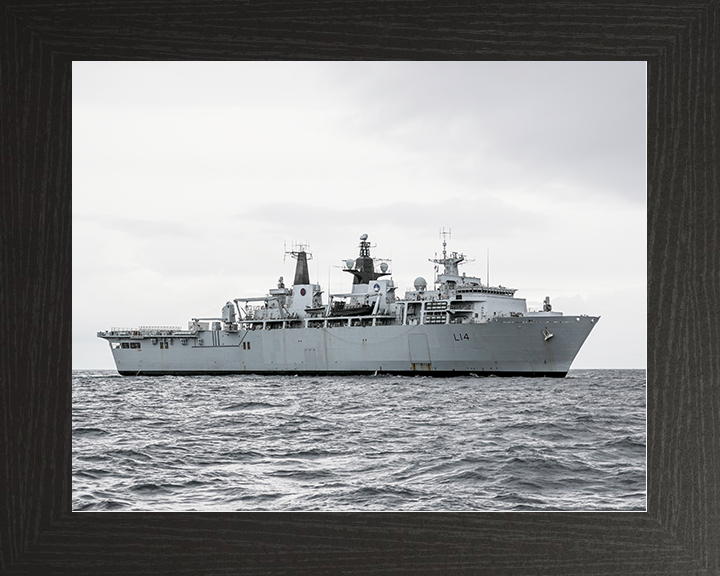 HMS Albion (L14) Royal Navy Albion Class Amphibious Ship Starboard Beam View Photo Print Wall Art Naval Decor Posters, Prints, & Visual Artwork Hampshire Prints 10 x 8 Black Frame No