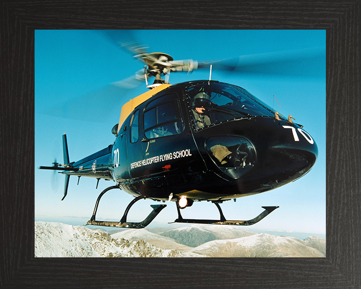 RAF Squirrel training helicopter over Wales Photo Print - Royal Air Force Aircraft Hampshire Prints 10 x 8 Black Frame No