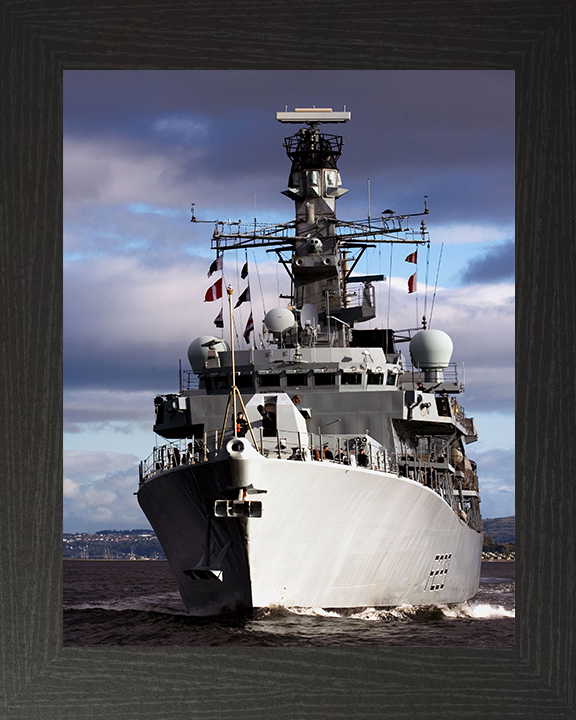 HMS Lancaster (F229) Photo Print - Bow View 2007 - Royal Navy Type 23 Frigate Hampshire Prints 10 x 8 Black Frame No