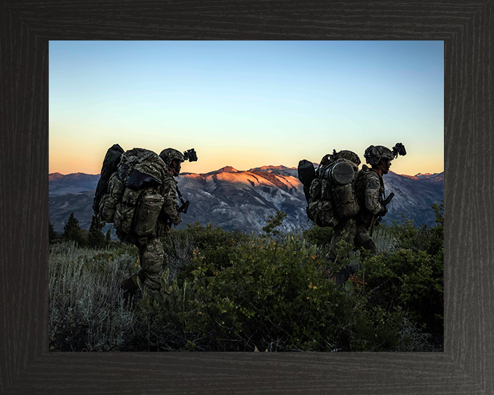 Royal Marines on Patrol at Sunset Photo Print - 45 Commando Posters, Prints, & Visual Artwork Hampshire Prints 10 x 8 Black Frame No