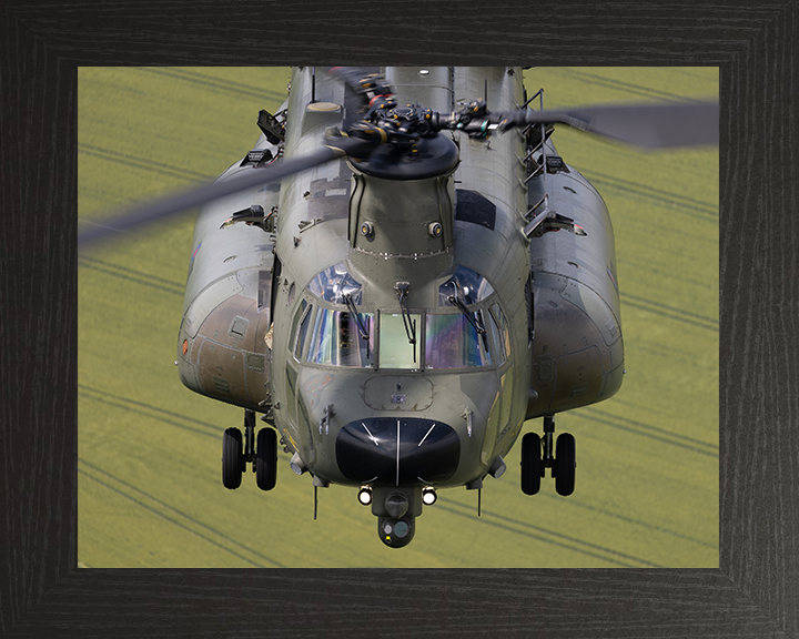RAF Chinook Helicopter closeup Photo Print - Royal Air Force Aircraft Hampshire Prints 10 x 8 Black Frame No