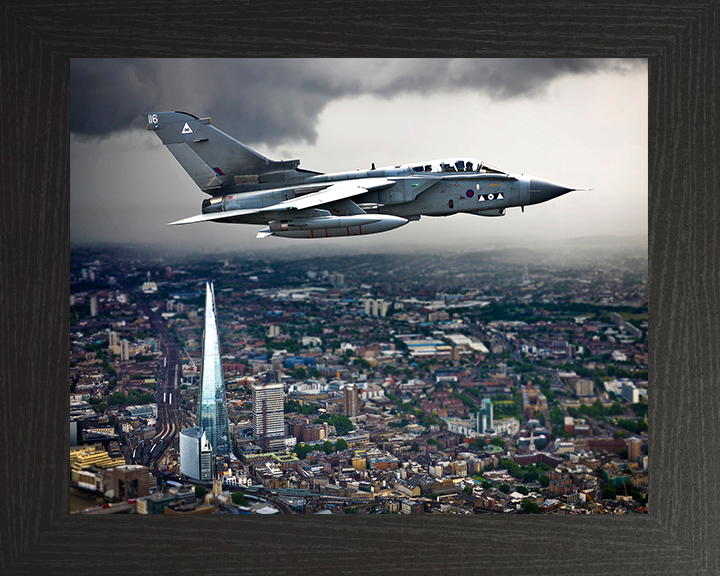 RAF Tornado GR4 Over London Photo Print - Royal Air Force Aircraft Hampshire Prints 10 x 8 Black Frame No