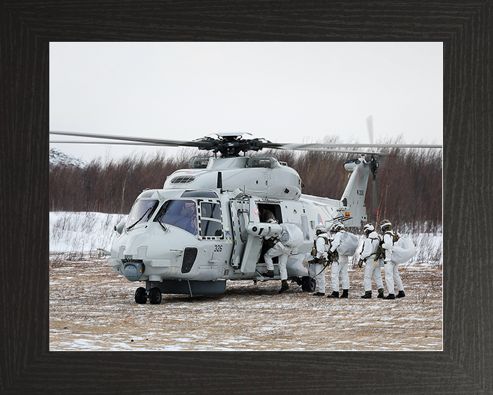 Royal Marines board a Royal Netherlands Marine Corps NH90 Helicopter Photo Print 40 Commando Wall Art Military Posters, Prints, & Visual Artwork Hampshire Prints 10 x 8 Black Frame No