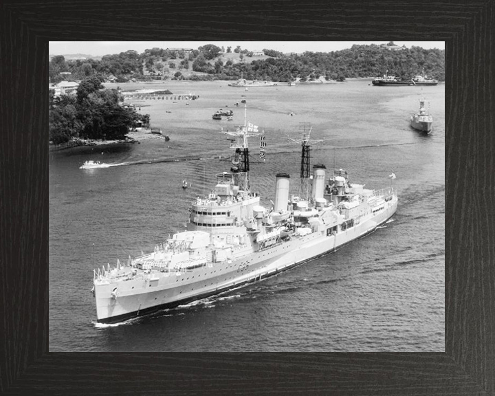 HMS Belfast (C35) Royal Navy Town Class Light Cruiser High Port Bow View Photo Print Wall Art Decor Posters, Prints, & Visual Artwork Hampshire Prints 10 x 8 Black Frame No