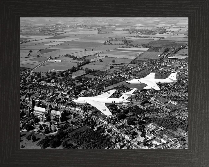 RAF Victor B.1 and Valliant B(PR1) Over Ely Cathedral Photo Print - Royal Air Force Aircraft Posters, Prints, & Visual Artwork Hampshire Prints 10 x 8 Black Frame No
