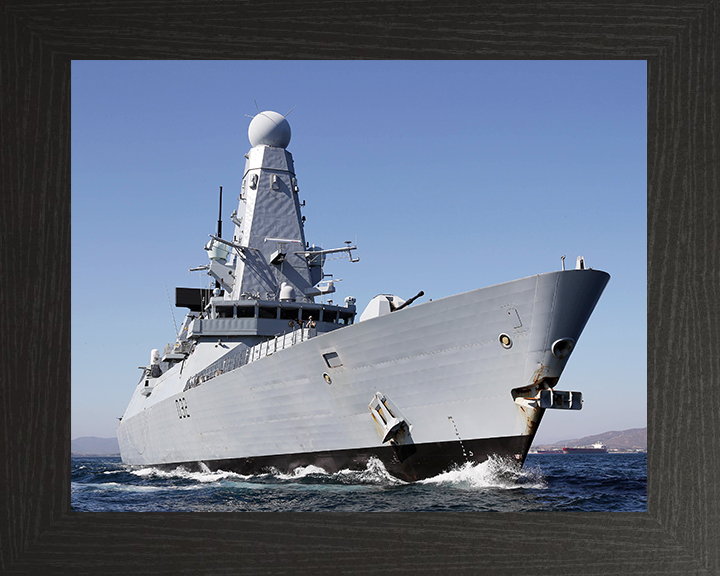 HMS Daring (D32) Royal Navy Type 45 Destroyer Low Starboard View Photo Print Wall Art Decor Posters, Prints, & Visual Artwork Hampshire Prints 10 x 8 Black Frame No