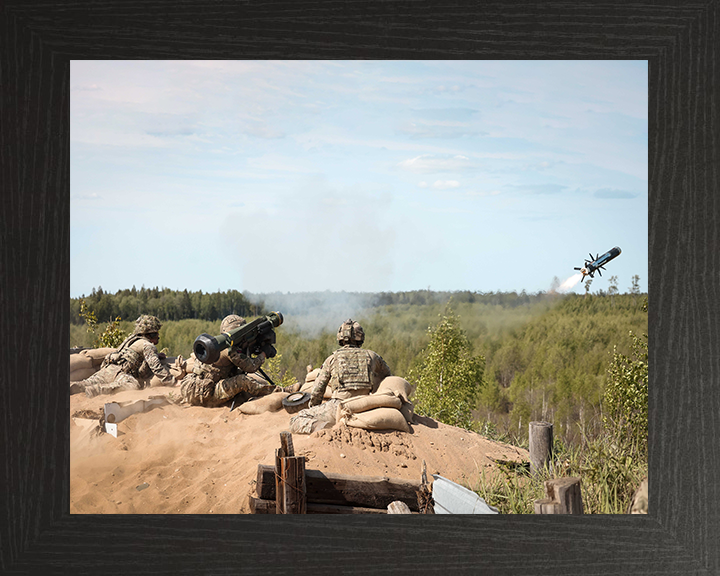 Royal Marine Commandos firing a Javelin Missile Photo Print - 45 Commando Hampshire Prints 10 x 8 Black Frame No