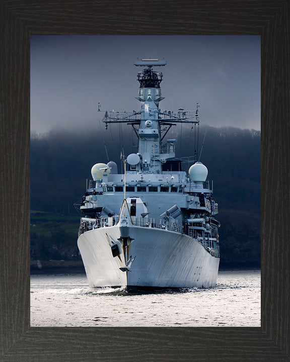 HMS Portland (F79) Photo Print - Low Bow View - Royal Navy Type 23 Frigate Hampshire Prints 10 x 8 Black Frame No