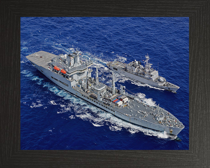 RFA Wave Knight (A389) Photo Print - During a RAS - Royal Fleet Auxiliary Wave Class Tanker Hampshire Prints 10 x 8 Black Frame No
