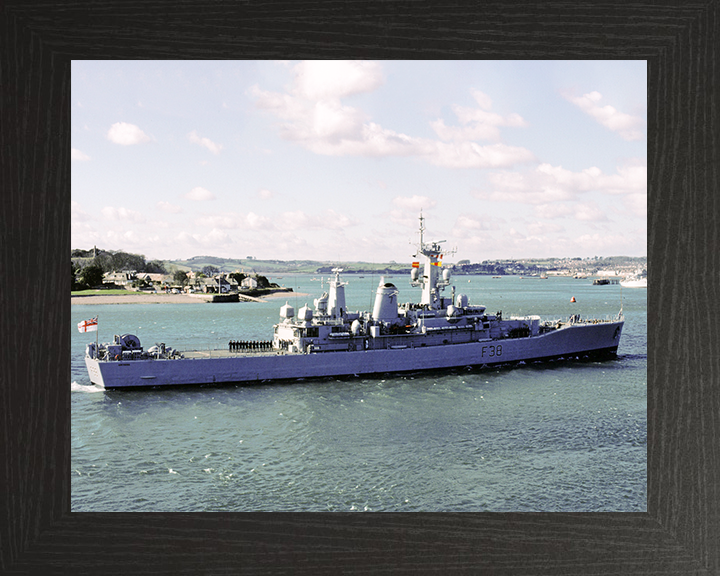 HMS Arethusa (F38) Royal Navy Leander Class Frigate Entering Harbour Photo Print Wall Art Decor Posters, Prints, & Visual Artwork Hampshire Prints 10 x 8 Black Frame No