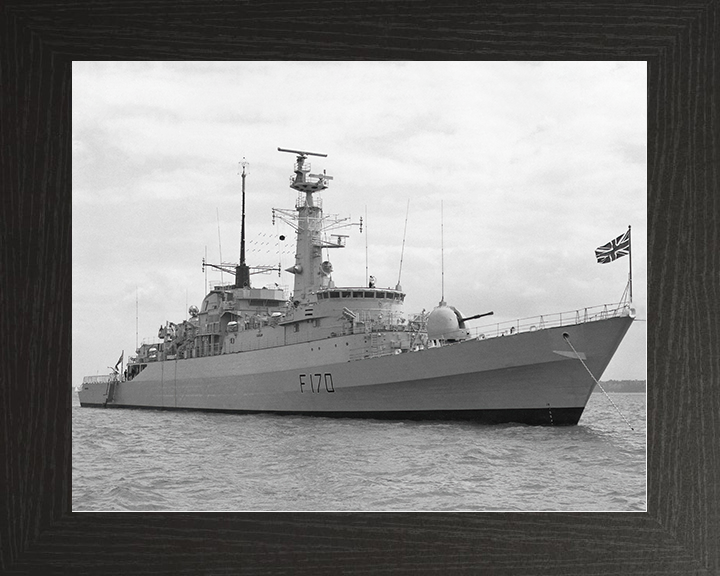 HMS Antelope (F170) Royal Navy Type 21 Frigate At Anchor Photo Print Wall Art Decor Posters, Prints, & Visual Artwork Hampshire Prints 10 x 8 Black Frame No