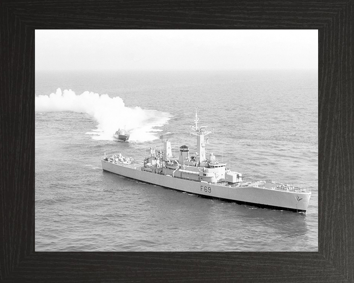 HMS Bacchante (F69) Royal Navy Leander Class Frigate With Patrol Vessel Photo Print Wall Art Decor Posters, Prints, & Visual Artwork Hampshire Prints 10 x 8 Black Frame No