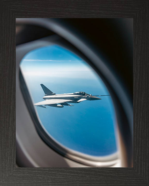 RAF Typhoon refuels Photo Print - Royal Air Force Aircraft Hampshire Prints 10 x 8 Black Frame No
