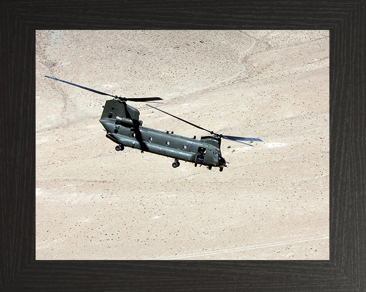 RAF Chinook Helicopter Afghanistan Photo Print - Royal Air Force Aircraft Hampshire Prints 10 x 8 Black Frame No