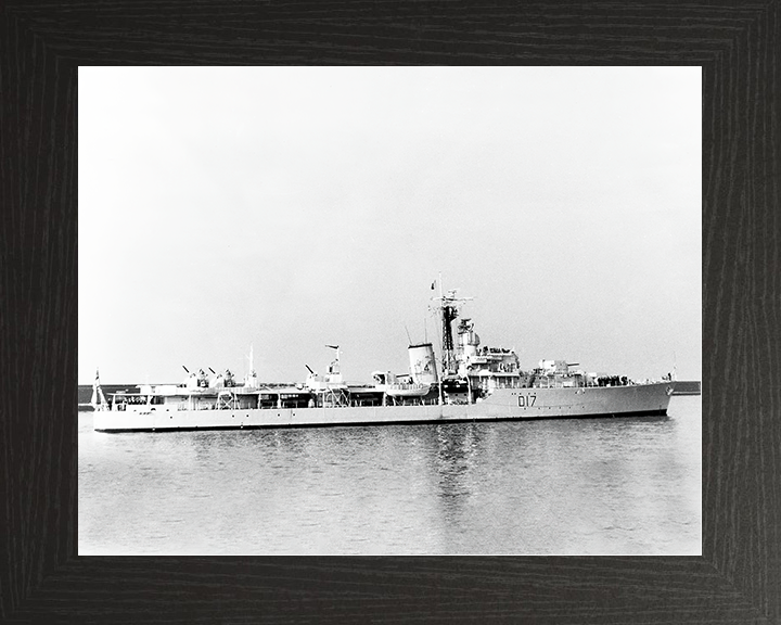 HMS Alamein (D17) Royal Navy Battle Class Destroyer Starboard View Photo Print Wall Art Naval Decor Posters, Prints, & Visual Artwork Hampshire Prints 10 x 8 Black Frame No