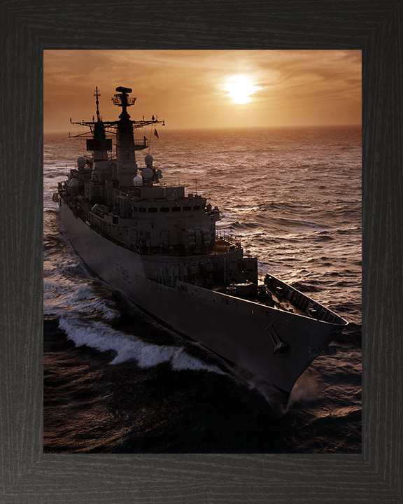 HMS Boxer (F92) Photo Print - Sunset At Sea 1997 - Royal Navy Type 22 Frigate Posters, Prints, & Visual Artwork Hampshire Prints 10 x 8 Black Frame No