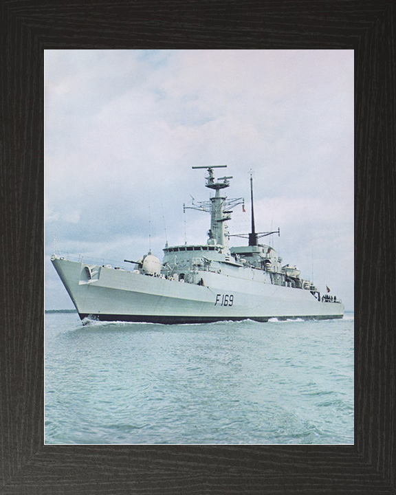 HMS Amazon (F169) Royal Navy Type 21 Frigate Port Bow Portrait View Photo Print Wall Art Decor Posters, Prints, & Visual Artwork Hampshire Prints 10 x 8 Black Frame No