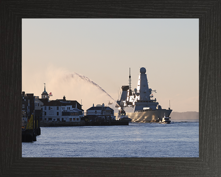 HMS Dauntless (D33) Photo Print - Homecoming 2025 - Royal Navy Type 45 Destroyer Posters, Prints, & Visual Artwork Hampshire Prints 10 x 8 Black Frame No