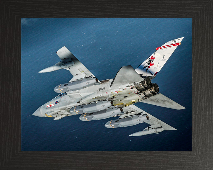 RAF Tornado GR4 of 41 Sqaudron in flight Photo Print - Royal Air Force Aircraft Hampshire Prints 10 x 8 Black Frame No