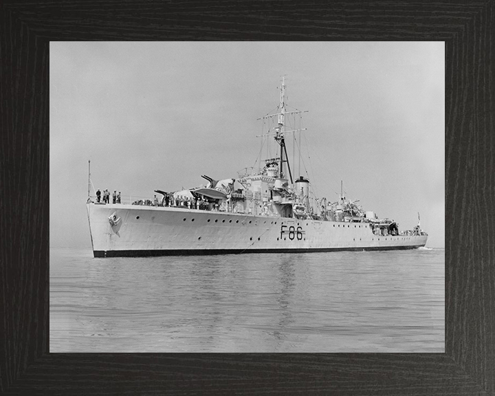 HMS Pelican (F86) Photo Print - At Sea 1954 - Royal Navy Egret Class Sloop Posters, Prints, & Visual Artwork Hampshire Prints 10 x 8 Black Frame No