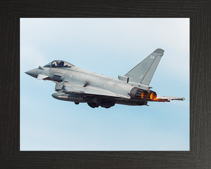 RAF Typhoon after takeoff Photo Print - Royal Air Force Aircraft Hampshire Prints 10 x 8 Black Frame No