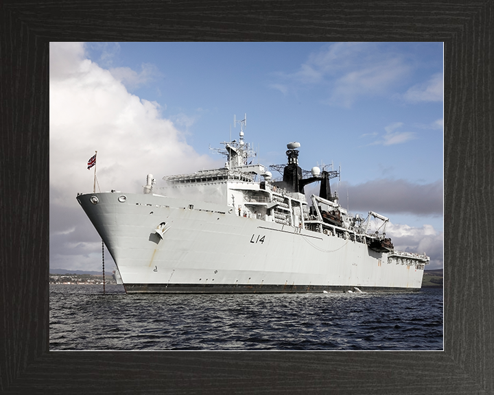 HMS Albion (L14) Royal Navy Albion Class Amphibious Ship Port Bow View Photo Print Wall Art Naval Decor UK Posters, Prints, & Visual Artwork Hampshire Prints 10 x 8 Black Frame No