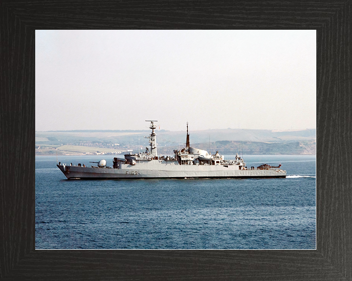 HMS Amazon (F169) Royal Navy Type 21 Frigate Low Port Beam View Photo Print Wall Art Decor Posters, Prints, & Visual Artwork Hampshire Prints 10 x 8 Black Frame No