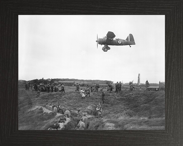 RAF Westland Lysander Flying over the Home Guard Photo Print - Royal Air Force Aircraft Posters, Prints, & Visual Artwork Hampshire Prints 10 x 8 Black Frame No