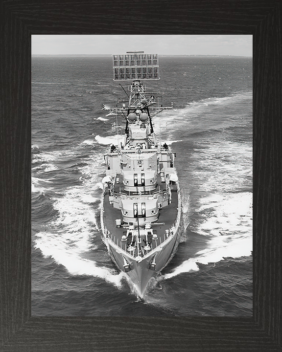 HMS Barrosa (D68) Royal Navy Battle Class Destroyer Bow View Photo Print Wall Art Decor Posters, Prints, & Visual Artwork Hampshire Prints 10 x 8 Black Frame No