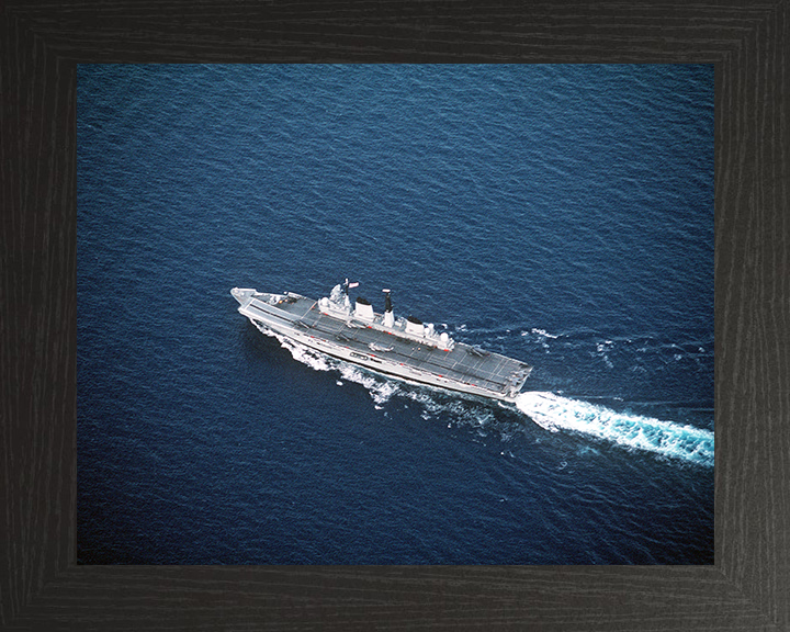 HMS Invincible (R05) Photo Print - At Sea 1991 - Royal Navy Invincible Class Aircraft Carrier Hampshire Prints 10 x 8 Black Frame No