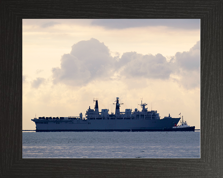 HMS Albion (L14) Royal Navy Albion Class Amphibious Ship Starboard Beam View at Sunset Photo Print Wall Art Decor Posters, Prints, & Visual Artwork Hampshire Prints 10 x 8 Black Frame No