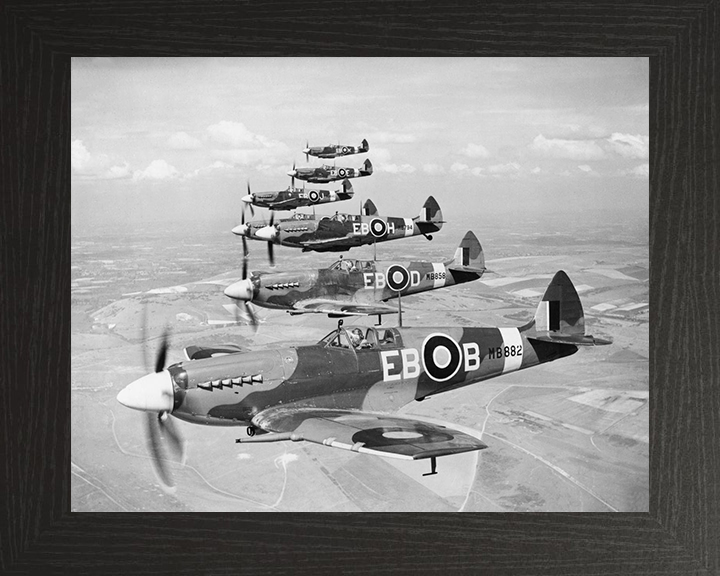 Supermarine Spitfire F Mk XIIs of 41 Sqn Photo Print - Royal Air Force Aircraft Hampshire Prints 10 x 8 Black Frame No