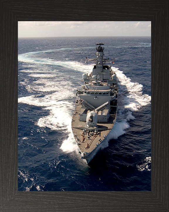 HMS Richmond (F239) Photo Print - Bow View 2004 - Royal Navy Type 23 Frigate Hampshire Prints 10 x 8 Black Frame No