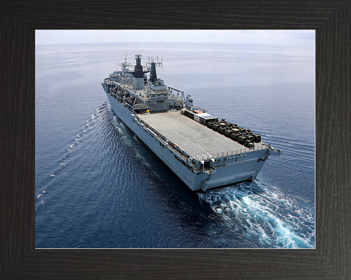 HMS Albion (L14) Royal Navy Albion Class Amphibious Ship High Starboard Quarter View Photo Print Wall Art Naval Decor Posters, Prints, & Visual Artwork Hampshire Prints 10 x 8 Black Frame No