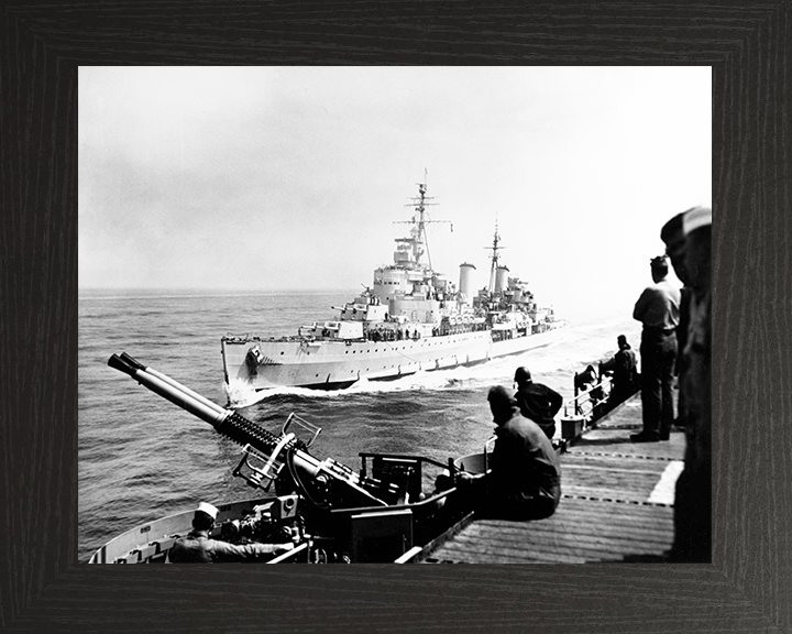 HMS Belfast (C35) Royal Navy Town Class Light Cruiser At Sea 1952 Photo Print Wall Art Decor Posters, Prints, & Visual Artwork Hampshire Prints 10 x 8 Black Frame No