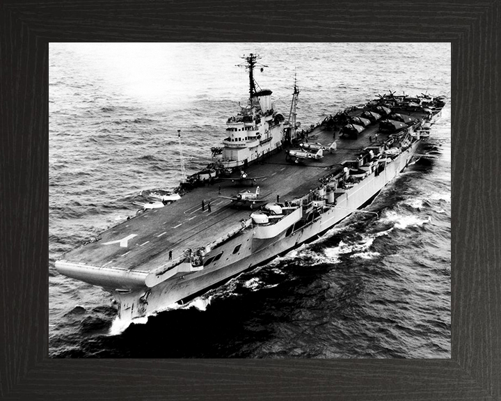 HMS Illustrious (87) Photo Print - Port Bow View - Royal Navy Illustrious Class Aircraft Carrier Hampshire Prints 10 x 8 Black Frame No