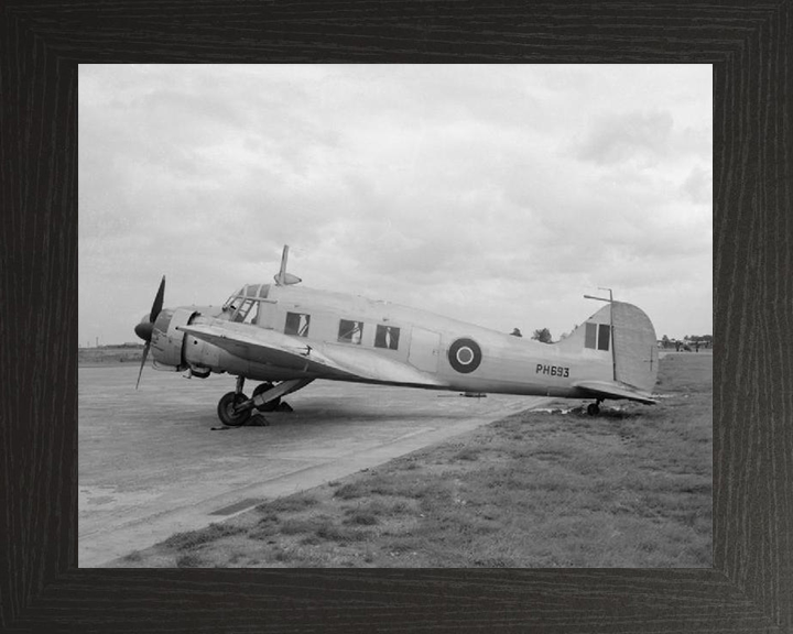 RAF Avro 652A Anson on the Ground Photo Print - Royal Air Force Aircraft Hampshire Prints 10 x 8 Black Frame No