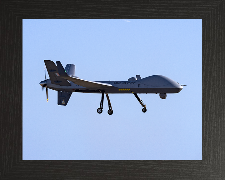 RAF Protector RG Mk1 Drone in flight Photo Print - Royal Air Force Aircraft Hampshire Prints 10 x 8 Black Frame No