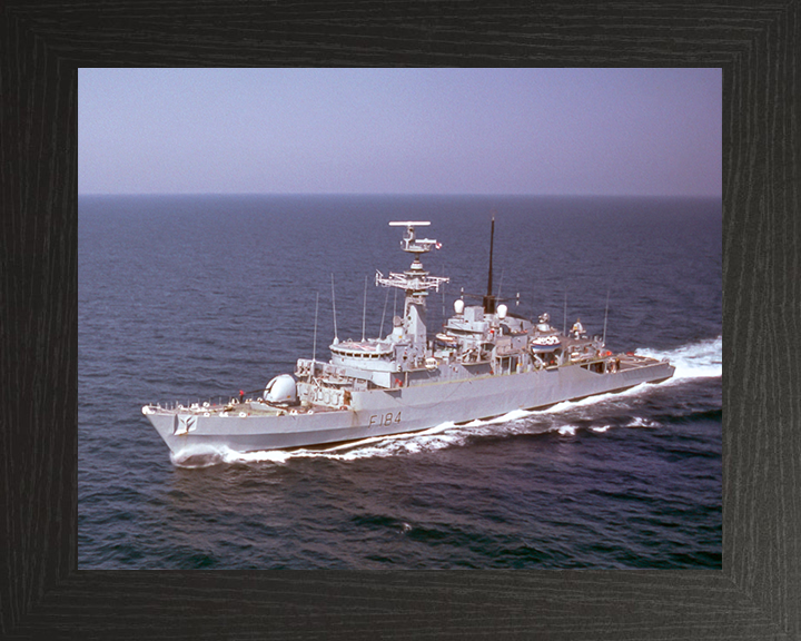 HMS Ardent (F184) Photo Print - High Port Side View - Royal Navy Type 21 Frigate Hampshire Prints 10 x 8 Black Frame No