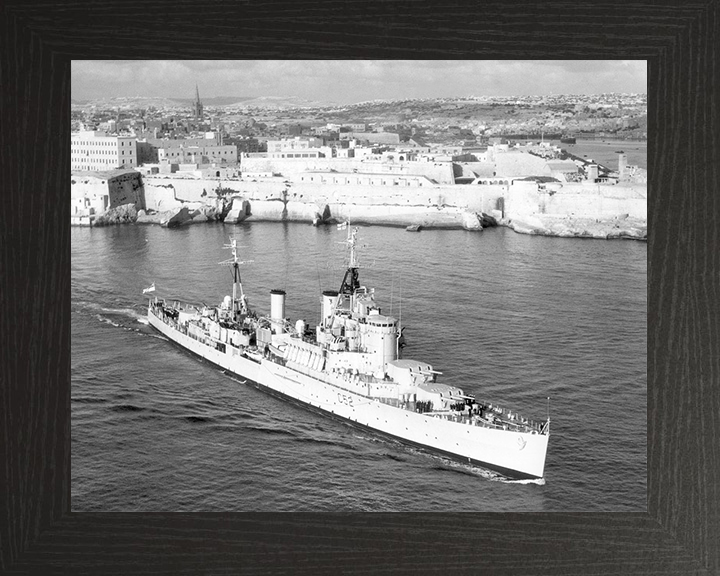 HMS Bermuda (52) Royal Navy Fiji Class Light Cruiser Leaving Harbour Photo Print Wall Art Decor Posters, Prints, & Visual Artwork Hampshire Prints 10 x 8 Black Frame No