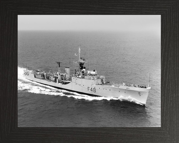 HMS Dundas (F48) Royal Navy Blackwood Class Frigate Starboard Bow View Photo Print Wall Art Decor Posters, Prints, & Visual Artwork Hampshire Prints 10 x 8 Black Frame No